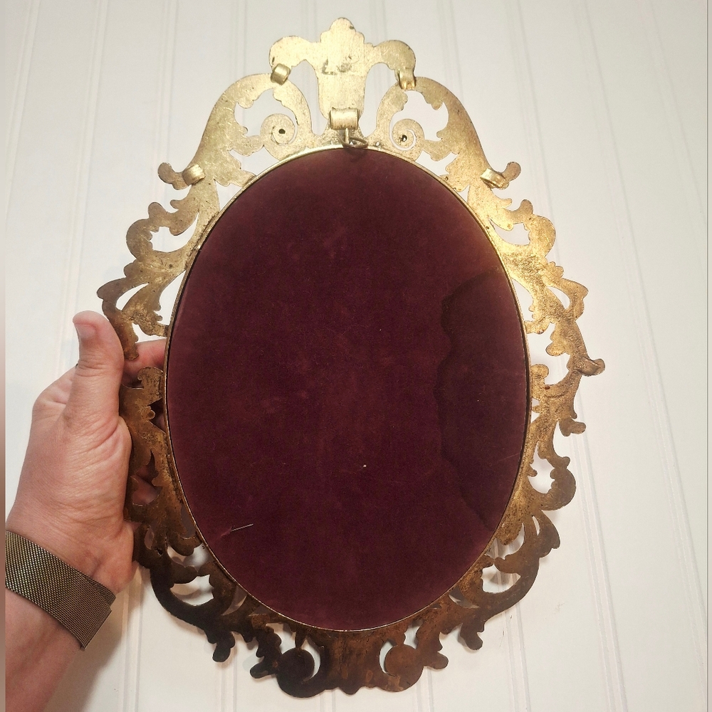 Vintage Ornate Brass Framed Floral Wall Art - Picture 2 of 2